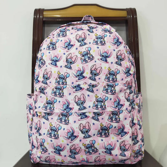 BA0182 Cartoon Star pink and white checkered backpack