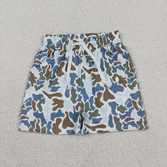 SS0873 Kids Baby Boys Southern Brown Blue Camo Pockets Shorts Bottom
