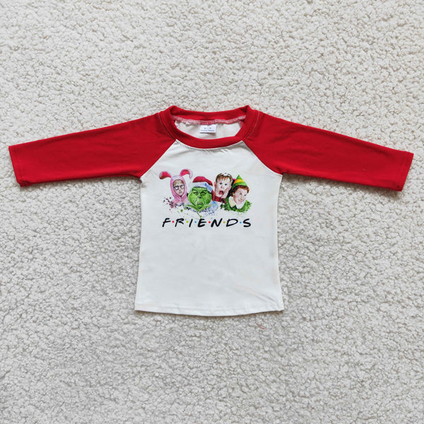 7.25 6 B10-22 FRIENDS red long-sleeved top
