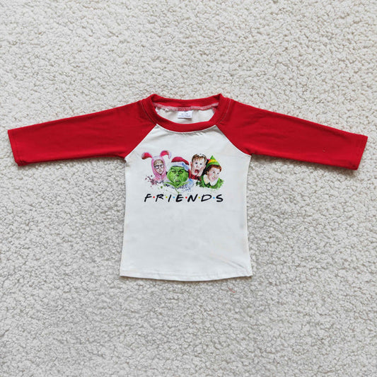 7.25 6 B10-22 FRIENDS red long-sleeved top