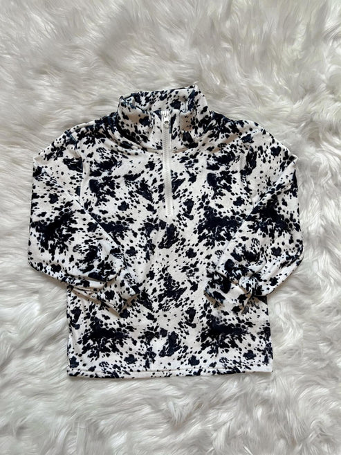 7.17 BT0960 Baby Boys Western Cow Print Long Sleeve Zip Tee Shirts Tops Preorder