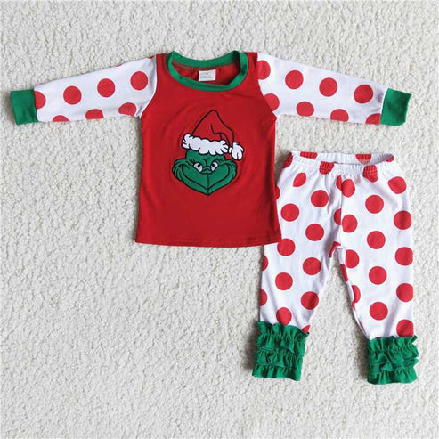 7.15 6 A0-5 Girls Christmas Clothing Long Sleeve Long Pants Cartoon Print