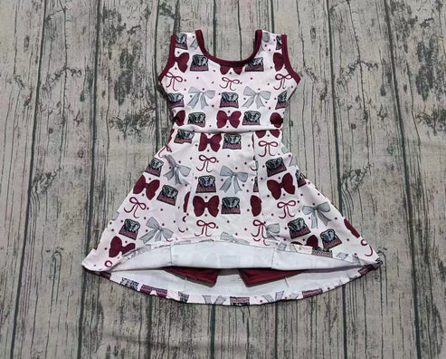 8.8 Custom Moq 5 Baby Girls Alabama Bows Plaid Team Shorts Knee Length Dresses
