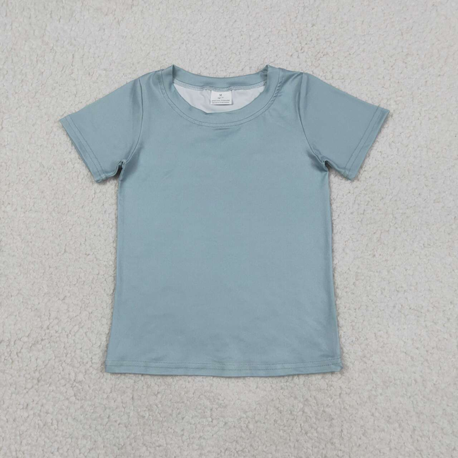 BT1762 Kids Baby Boys Light Blue Short Sleeve Back Baseballs Print Team T-shirts Top