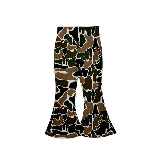 7.22 P0692 Baby Girls Brown Camo Yoga Active Wear Bell Bottoms Pants Preorder