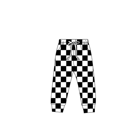 7.23 P0699 Baby Girls Black Checkered Jogger Pocket Pants Preorder