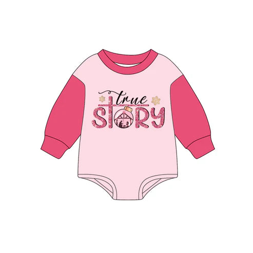 7.14 LR2381 Baby Girls Long Sleeves True Story Rompers Preorder