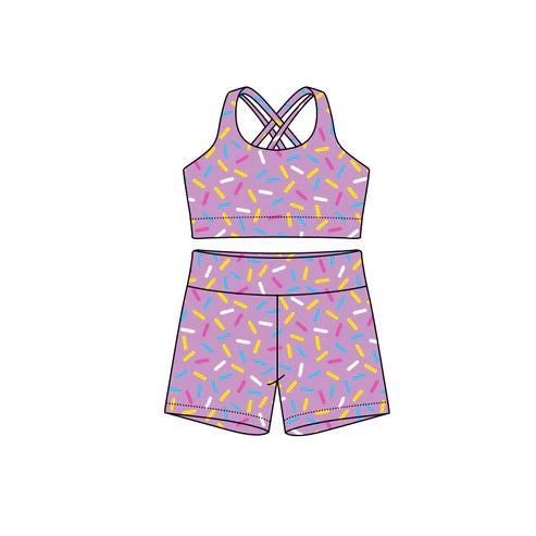 7.12 GSSO2696 Adult Women Lavender Straps Team Vests Top Short Sets Preorder