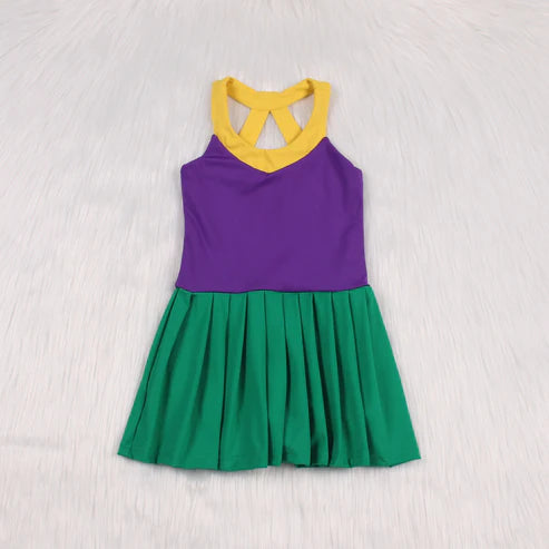 7.18 GSD1433 Baby Girls Purple Mardi Gras Active Wear Athletic Dresses Preorder