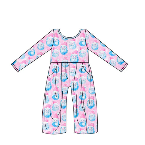 7.17 LR2014 Baby Girls Pink Christmas Santa Pockets Jumpsuits Preorder