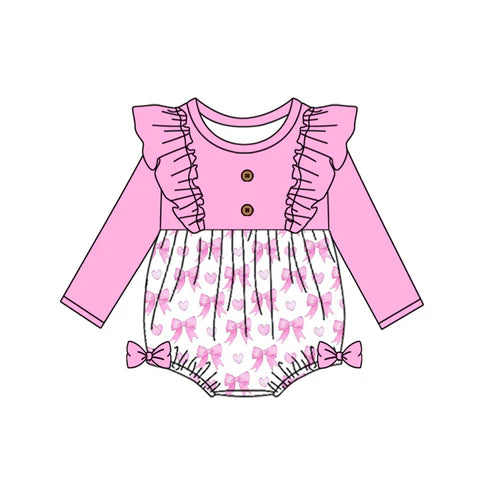 7.16 LR2002 Baby Infant Girls Pink Ruffle Bows Rompers preorder