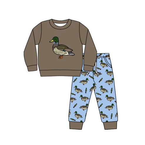 7.18 BLP1004 Baby Boys Ducks Hunting Top Pants Outfits Clothes Sets Preorder