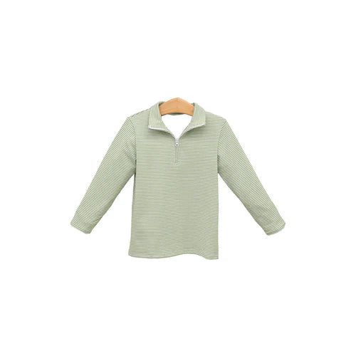 7.18 BT1005 Baby Boys Fall Green Stripes Zip Shirt Tops Preorder