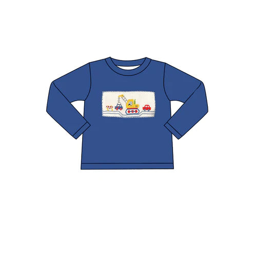7.18 BT1008 Baby Boys Blue Diggers Farm Long Sleeve Tee Shirts Tops Preorder