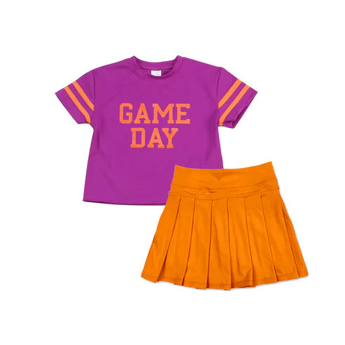 7.12 GSD2739 Baby Girls Hot Pink Game Day Top Orange Skorts Team Yoga Set Preorder