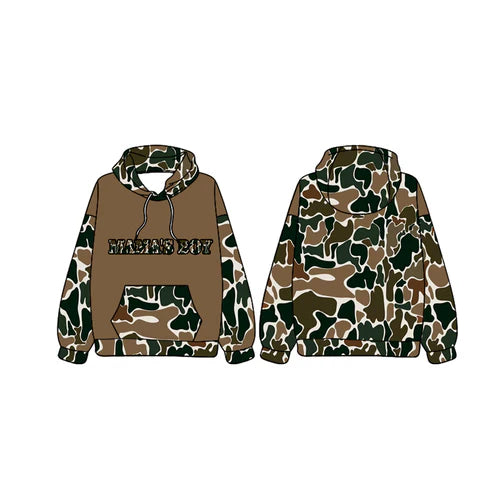 7.17 BT0980 Baby Boys Mama's Boy Hunting Brown Camo Hooded Tops preorder