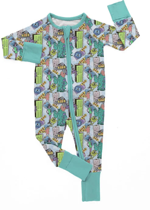 7.19 LR2069 Baby Infant Boys Monster Cartoon Zip Rompers preorder