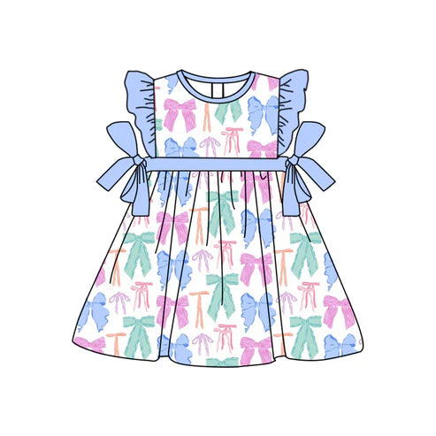 7.21 GSD1449 Baby Girls Colorful Bows Spring Knee Length Dresses Preorder