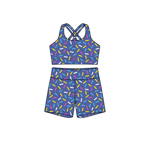 7.12 GSSO2698 Adult Women Hot Blue Straps Team Vests Top Short Sets Preorder