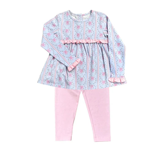 7.21 GLP2145 Baby Girls Pink Flowers Tunic Top Legging Clothes Sets Preorder