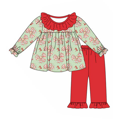 7.16 GLP2051 Baby Girls Christmas Cake Tunic Ruffle Pants Clothes Sets Preorder