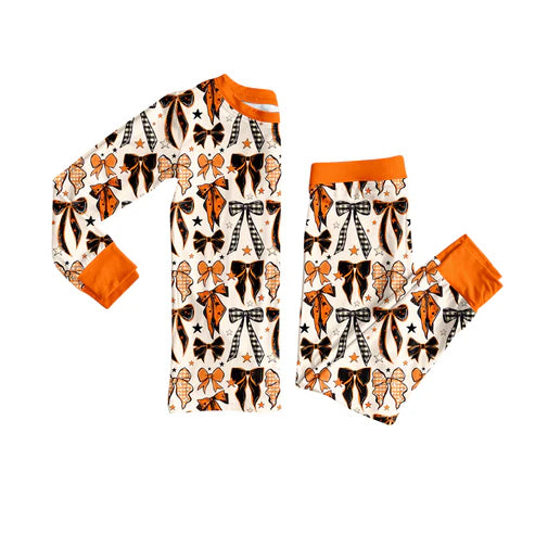 7.10 GLP2573 Baby Girls Long Sleeves Colorful Bows Stars Plaid Top Pant Pajamas Set Preorder