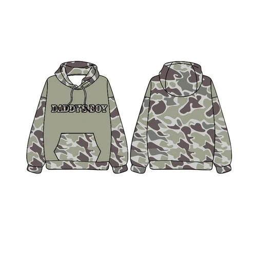 7.17 BT0985 Baby Boys Daddy's Boy Hunting Green Camo Hooded Tops preorder
