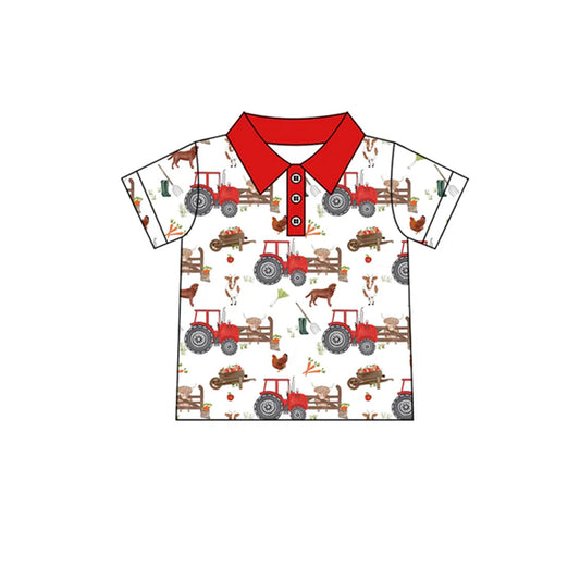 7.22 BT1043 Baby Boys Farm Trucks Short Sleeve Tee Shirts Tops Preorder
