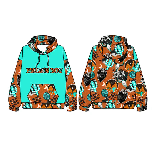 7.19 BT1019 Baby Boys Mama's Boy Hooded Pocket Western Cactus Tops Preorder