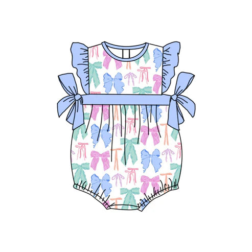 7.21 SR2027 Baby Infant Girls Colorful Bows Spring Rompers preorder