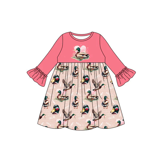 7.23 GLD0971 Baby Girls Valentines Duck Hearts Knee Length Dresses Preorder