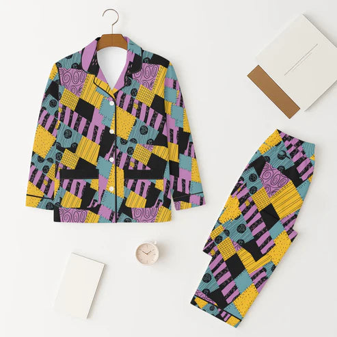 7.11 GLP2560 Baby Girls Long Sleeves Purple Yellow Plaid Button Pockets Top Pant Pajamas Set Preorder
