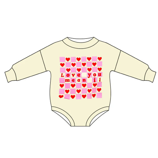 7.23 LR2102 Baby Infant Girls Valentines Love You Mean It Rompers preorder
