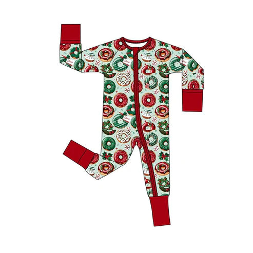 7.19 LR2064 Baby Infant Girls Christmas Donuts Zip Rompers preorder