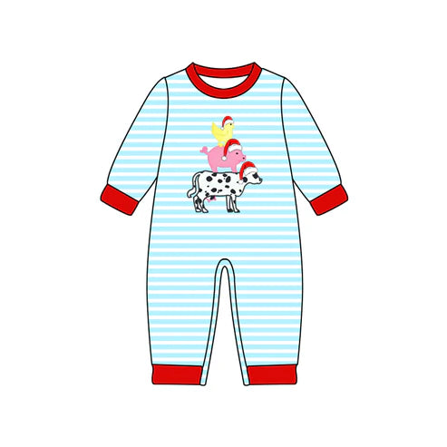 7.14 LR2429 Baby Boys Long Sleeves Christmas Hats Chicks Cows Pant Rompers Preorder
