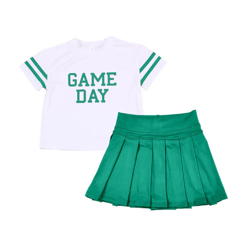 7.12 GSD2743 Baby Girls Game Day Top Green Skorts Team Yoga Set Preorder