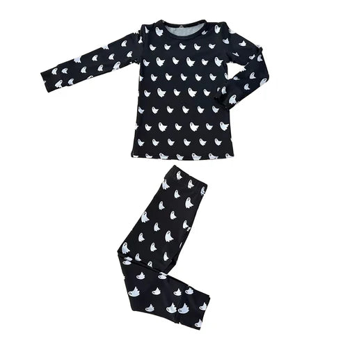 7.11 BLP1165 Baby Boys Long Sleeves Ghosts Plaid Top Pant Pajamas Set Preorder