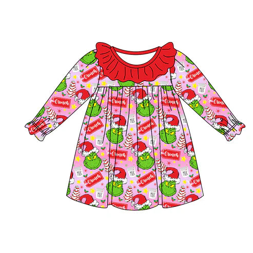 7.16 GLD0931 Baby Girls Christmas Frog Pink Cake Dresses Preorder