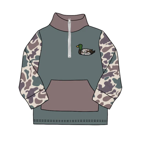 7.16 BT0928 Baby Boys Light Green Camo Zip Duck Hunting Pullovers Tops Preorder