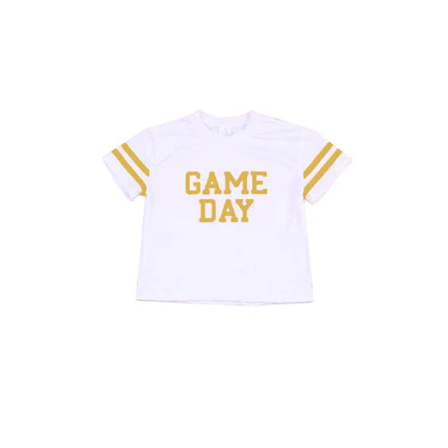 7.14 GT1115 Baby Girls Short Sleeves Yellow Game Day Yoga Tee Shirts Top Preorder