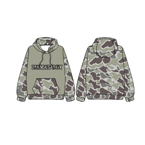 7.17 BT0984 Baby Boys Mama's Boy Hunting Green Camo Hooded Tops preorder