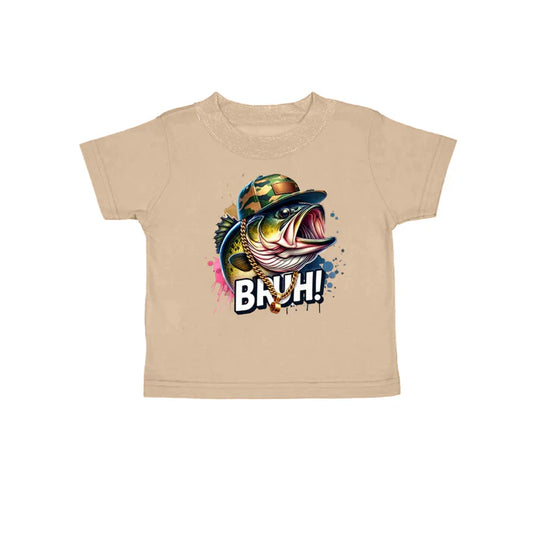 7.22 BT1031 Baby Boys Khaki Fish Camo Short Sleeve Tee Shirts Tops Preorder