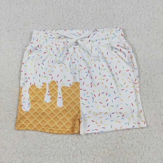 7.25 SS0625 Baby Girls White Ice Cream Drip Summer Shorts Bottoms