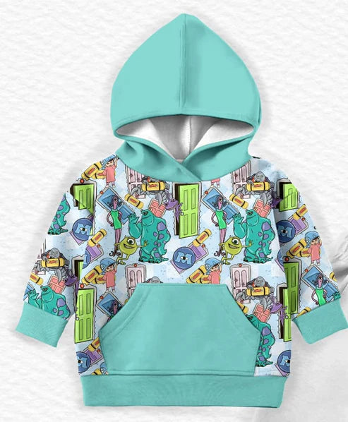 7.19 BT1028 Baby Boys Monster Cartoon Hooded Long Sleeve Tops Preorder