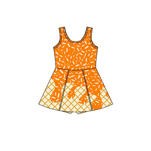 7.12 GSD2750 Baby Girls Orange Drip Sleeveless Shorts Team Yoga Active Knee Length Dresses Preorder