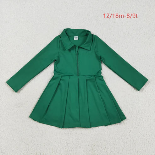 7.24 GLD1148 Baby Girls Orange Long Sleeves Zipper Knee Length Dress