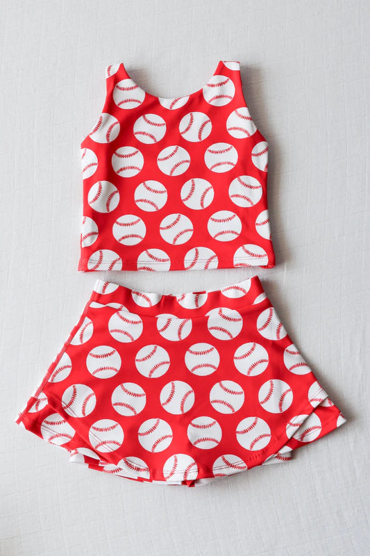 7.23 GSD1466 Baby Girls Baseball Athletic Active Wear Top Shorts Skirts Clothes Sets Preorder