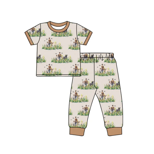 7.23 BSPO0510 Baby Boys Dog Hunting Shirt Pants Pajamas Clothes Sets Preorder