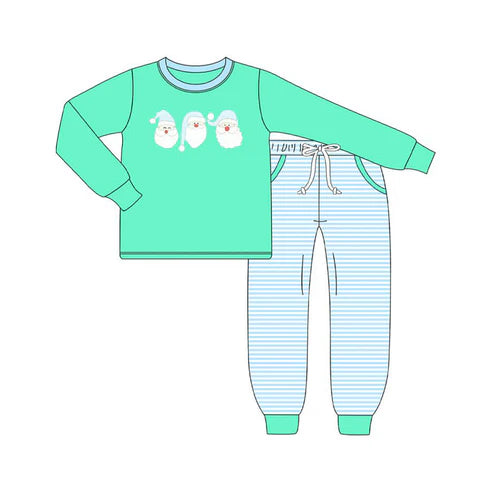 7.11 BLP1168 Baby Boys Green Long Sleeves Santa Top Legging Pockets Pant Set Preorder