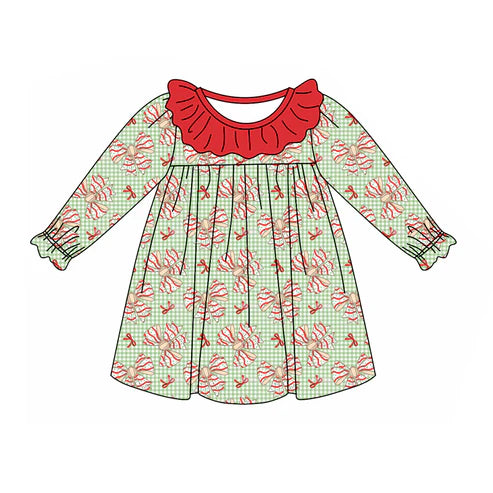 7.16 GLD0930 Baby Girls Christmas Cake Bows Knee Length Dresses Preorder